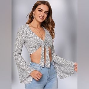 Shein Trumpet Sleeve Crop Top